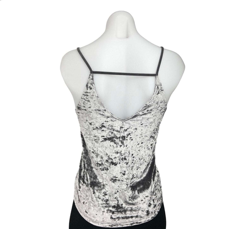 American Eagle Silver Gray Crushed Velvet Velour Sleeveless Cami Tank Top Sz XS