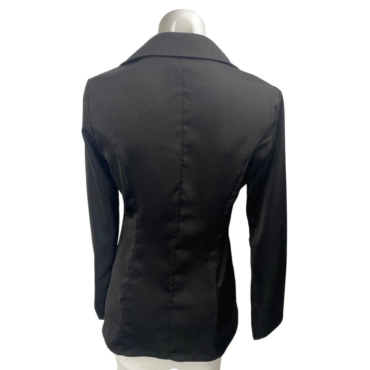 Princess Polly Women's Black Long Sleeve Collared Tie Front Blazer Shirt Top 8