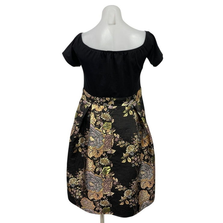 AX Paris Black Floral Off The Shoulder Skater Fit & Flare Mini Dress Size 14