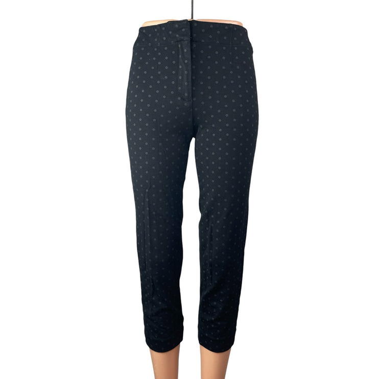 Ann Taylor Women's Black Polka Dot Mid Rise Skinny Cropped Trousers Pants Sz 00P