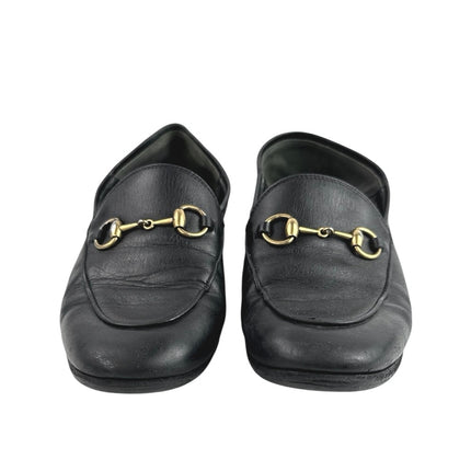 Gucci Women's Black Leather Horsebit Accent Slip On Loafers Flats 35 1/2 US 4.5