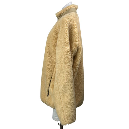 Everlane Women's Cream Beige Long Sleeves Full Zip Sherpa Fleece Coat Jacket XL