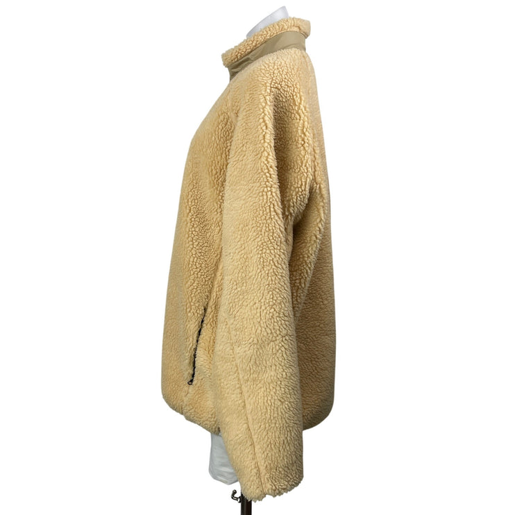 Everlane Women's Cream Beige Long Sleeves Full Zip Sherpa Fleece Coat Jacket XL