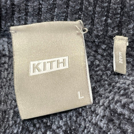 Kith Mica Womens Black Long Sleeves Logo Cropped Crewneck Pullover Sweater Top L