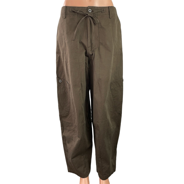 Zara Womens Brown High Waisted Wide Leg Baggy Palazzo Trousers Cargo Pants Sz S
