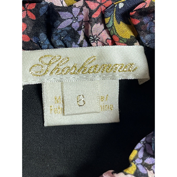 Shoshanna Amora 100% Silk Chiffon Floral Ruffled Smocked Mini A-Line Dress Sz 6