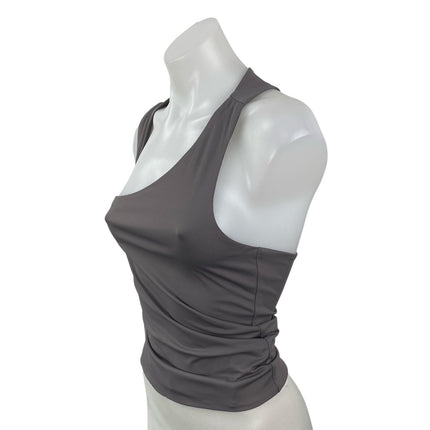 Commense Gray Ruched Sleeveless Asymmetrical Neck Cut Out Crop Cami Tank Top S