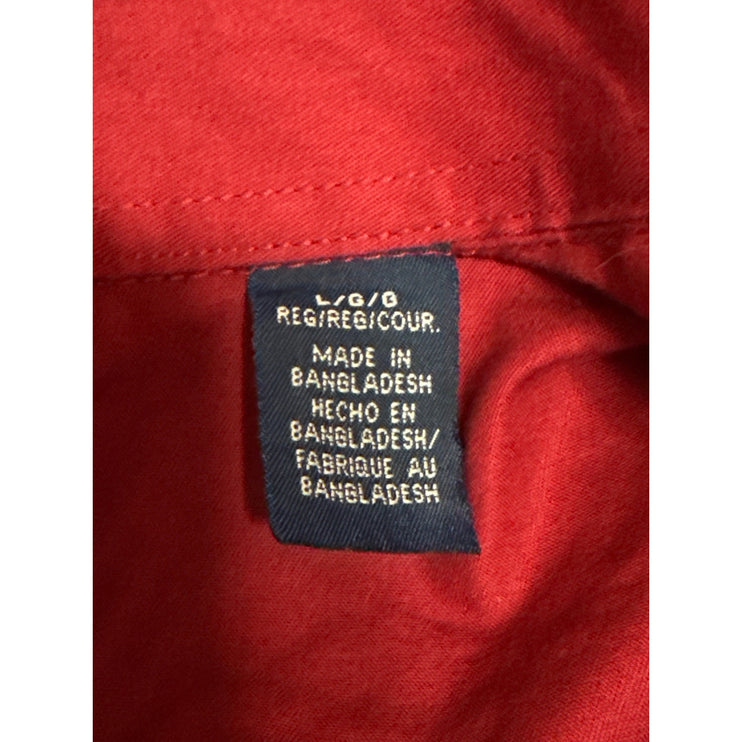 Wrangler Mens Red Cotton Collar Long Sleeve Button Down Pockets Western Shirt XL