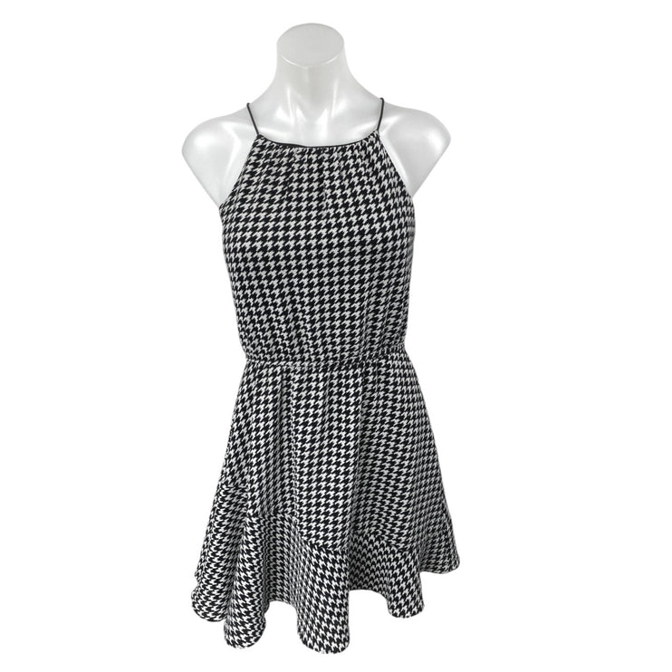 Aqua Black Houndstooth Sleeveless Cami Camisole Tank Fit & Flare Mini Dress Sz S