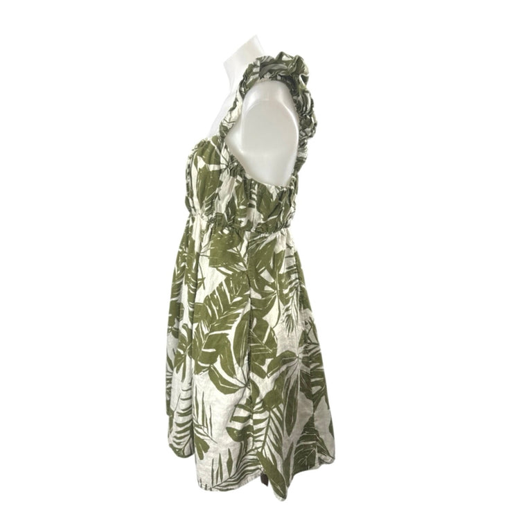 Abercrombie & Fitch Tropical Strappy Mini Tank Babydoll Flare A-Line Dress Sz L