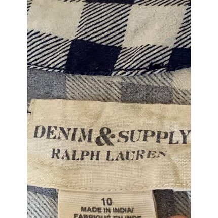 Ralph Lauren Denim & Supply Navy Blue Gingham Short Sleeve Lace Up Mini Dress 10