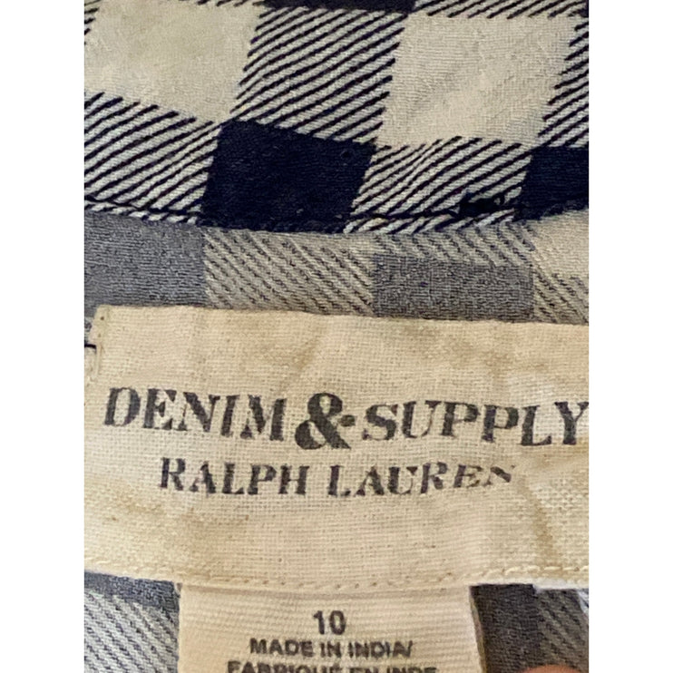Ralph Lauren Denim & Supply Navy Blue Gingham Short Sleeve Lace Up Mini Dress 10