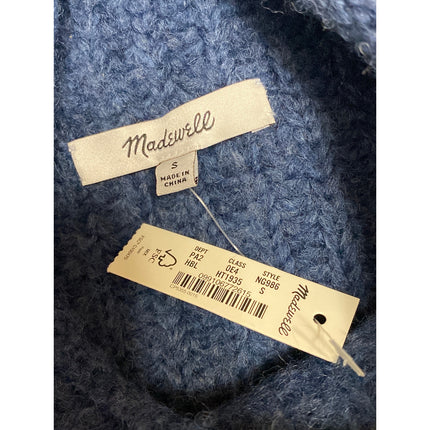 NEW Madewell Women's Blue Ribbed Knit Turtleneck Long Sleeve Sweater Top Size S