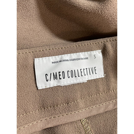 C/Meo Collective Women Tan Beige Pleated High Rise Tapered Trousers Pants Size S