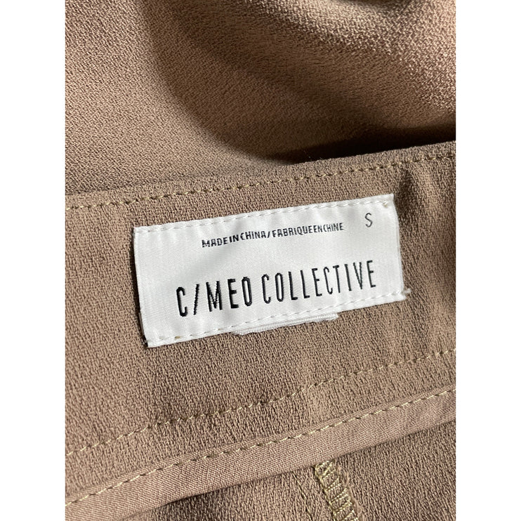 C/Meo Collective Women Tan Beige Pleated High Rise Tapered Trousers Pants Size S