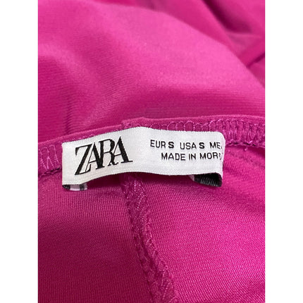 ZARA Fuchsia Ruched Sleeveless Cami Cowl Neck Midi Tank Bodycon Slip Dress S