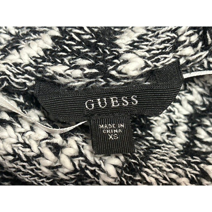 Guess Women's Black White Knit Long Sleeve V Neck T Shirt Sweater Top Size XS