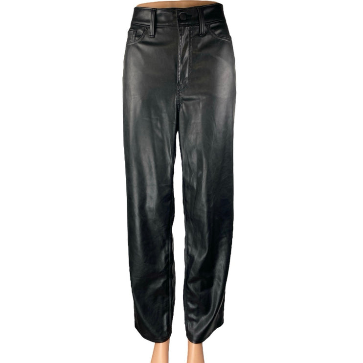 Old Navy OG Loose Women's Black Faux Leather High Rise Straight Trousers Pants 8