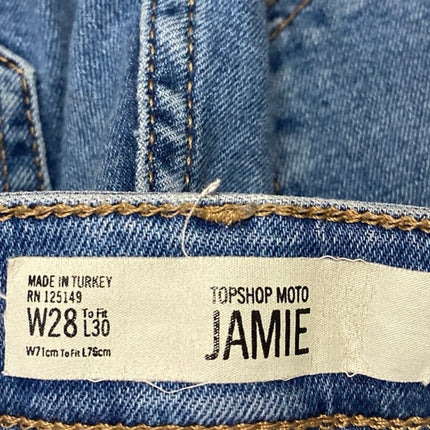 Topshop Jamie Womens Blue Distressed High Rise Cropped Skinny Denim Jeans Sz 28