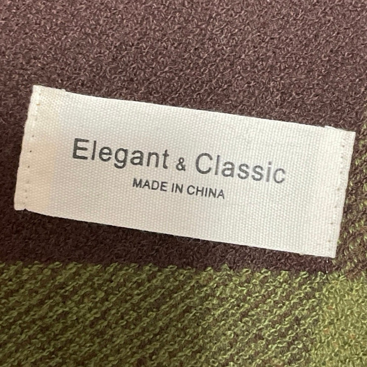 Elegant & Classic Unisex Green Check Gingham Fringe Shawl Wrap Neck Scarf OS