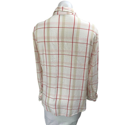 Sanctuary White Multicolor Plaid Checkered Long Sleeve Button Down Shirt Top S