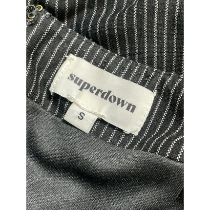 Superdown Black White Pinstriped Faux Pocket High Waist Pencil Mini Skirt Size S
