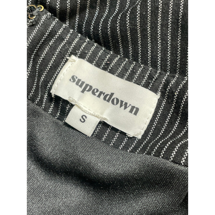 Superdown Black White Pinstriped Faux Pocket High Waist Pencil Mini Skirt Size S