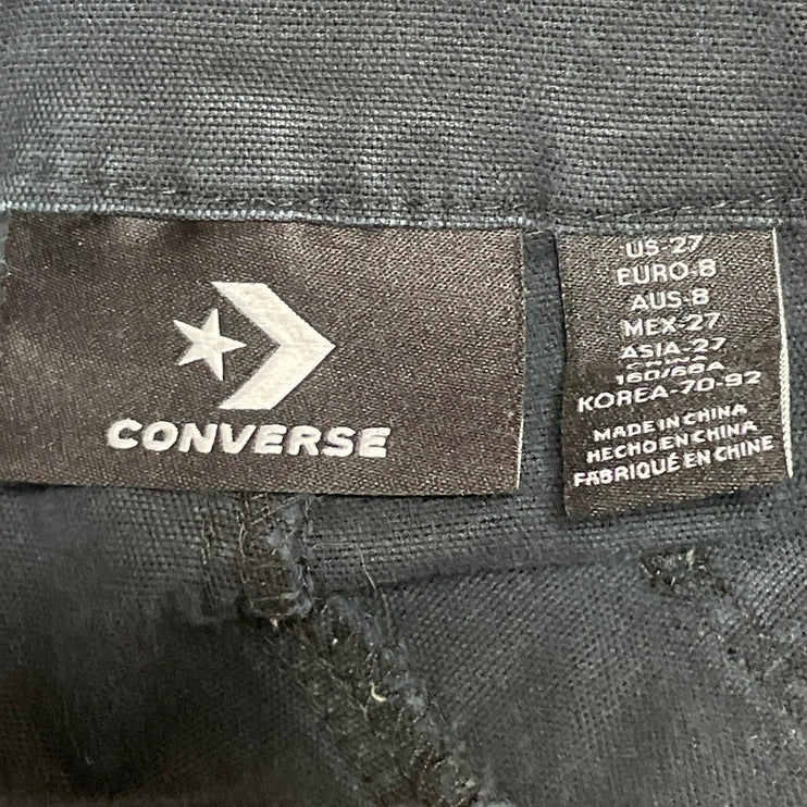 Converse Women's Black High Rise Wide Leg Baggy Raw Hem Denim Jeans Size 27