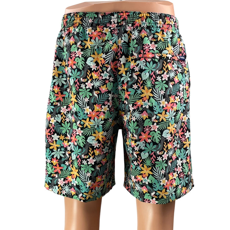 Chubbies The Bloomerang Black Tropical Floral Drawstring Swim Trunks Shorts Sz L