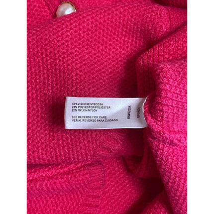 Love by Design Pink Sleeveless Pearl Button V-neck Knit Sweater Vest Tank Top XL