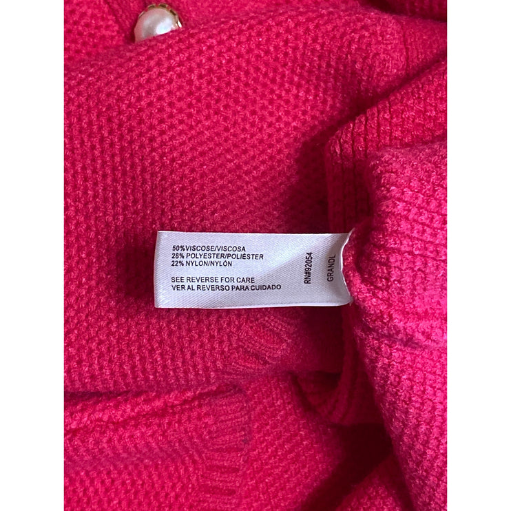 Love by Design Pink Sleeveless Pearl Button V-neck Knit Sweater Vest Tank Top XL