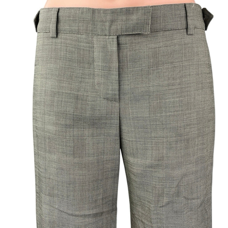 Chloe Gray Wool Plaid Checkered Straight Wide Mid Rise Trousers Dress Pants 4