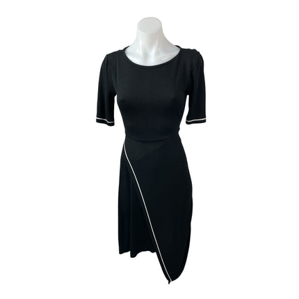 L.K. Bennett Eliana Black Half Sleeve Wrap Asymmetric Midi Sheath Dress Size XS
