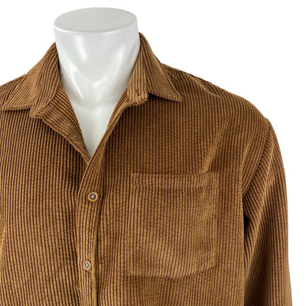Forever 21 Brown Corduroy Collared Long Sleeve Button Down Shirt Jacket Top Sz M