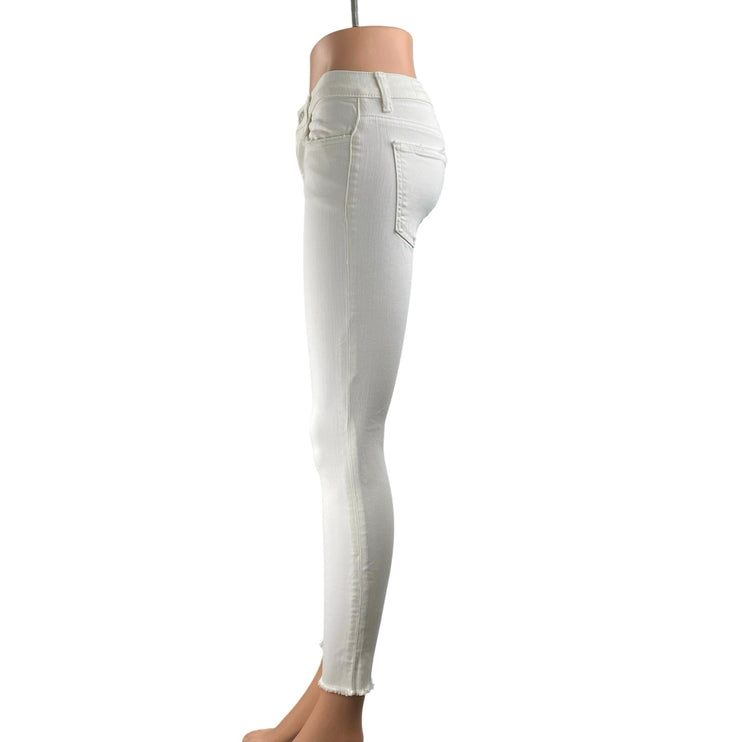 Siwy Women's White Mid Rise Frayed Raw Hem Skinny Leg Denim Jeans Pants Size 26