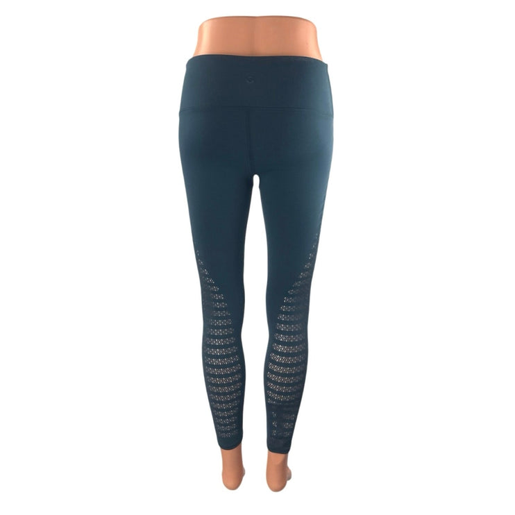 Lululemon Reveal Blue Mid Rise Yoga Workout Gym Athletic Leggings Pants Size 4