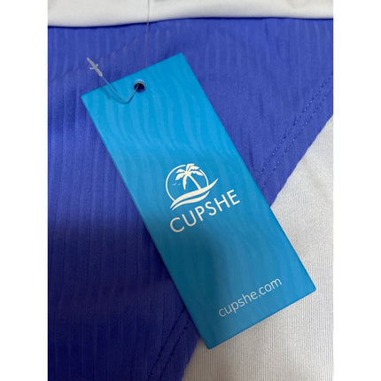 NEW Cupshe Blue Ribbed Knit Triangle Two Piece Bikini Set Swimsuit Swimwear Sz L