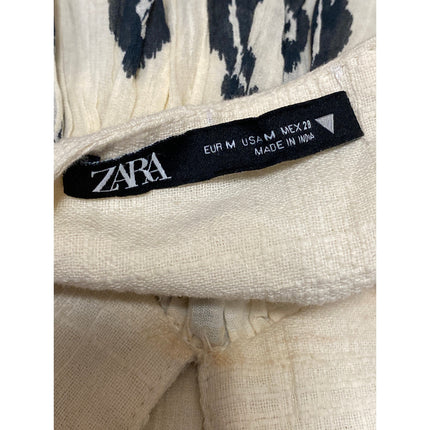 Zara Cream Ikat Print Studded Sleeveless Cami Mini Halter A-Line Dress Size M