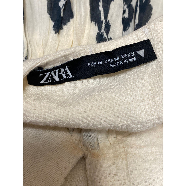 Zara Cream Ikat Print Studded Sleeveless Cami Mini Halter A-Line Dress Size M