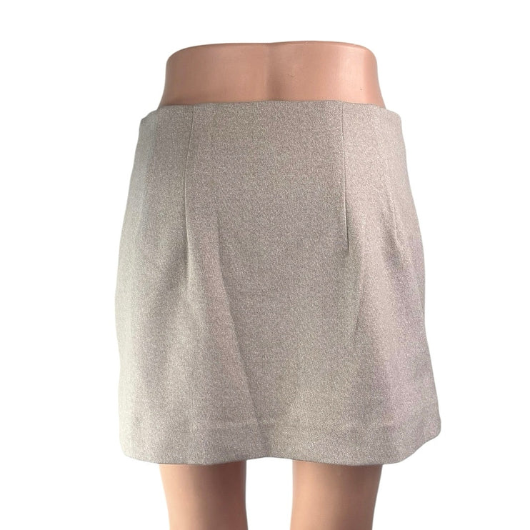 NEW Express Beige High Waisted Zip Slit Pencil Mini Skirt Short Skort Size 4