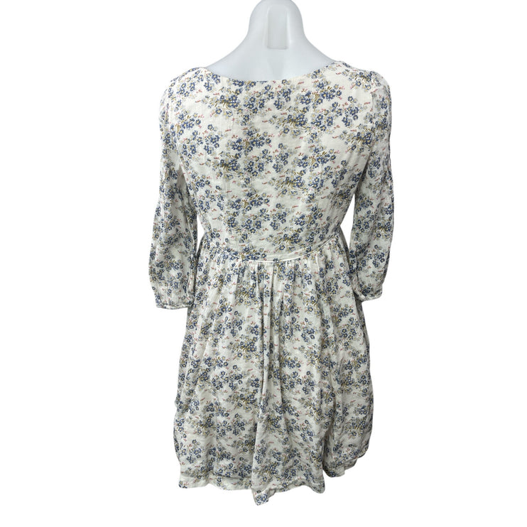 Ralph Lauren Denim & Supply White Floral Long Sleeve Babydoll Mini Dress Size XS