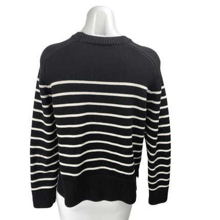 Zara Women's Black Striped Knit Long Sleeve Crew Neck Sweatshirt Sweater Top M
