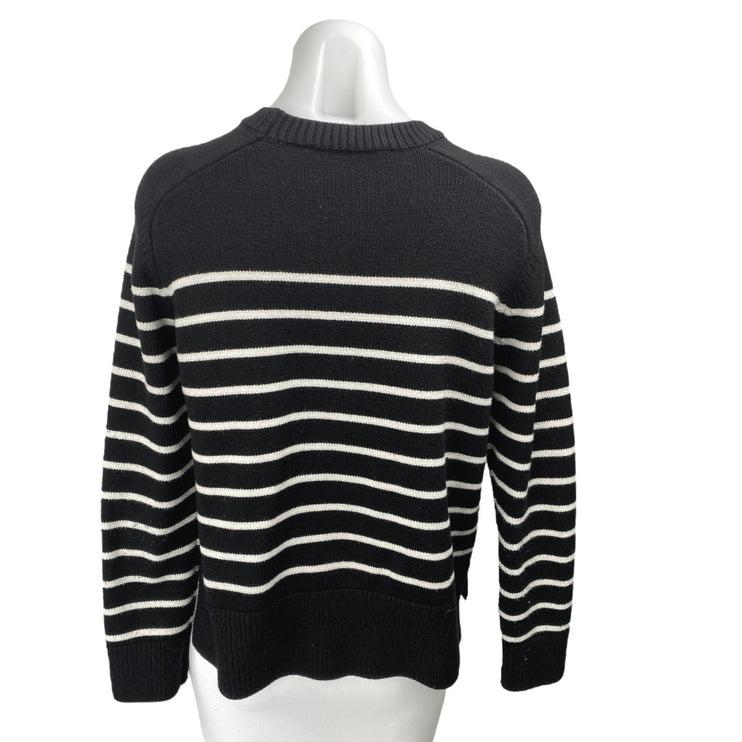 Zara Women's Black Striped Knit Long Sleeve Crew Neck Sweatshirt Sweater Top M