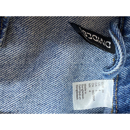 H&M Divided Women's Blue Long Sleeve Button Down Trucker Denim Coat Jacket Sz 4