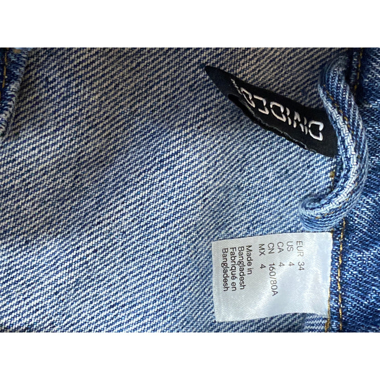 H&M Divided Women's Blue Long Sleeve Button Down Trucker Denim Coat Jacket Sz 4