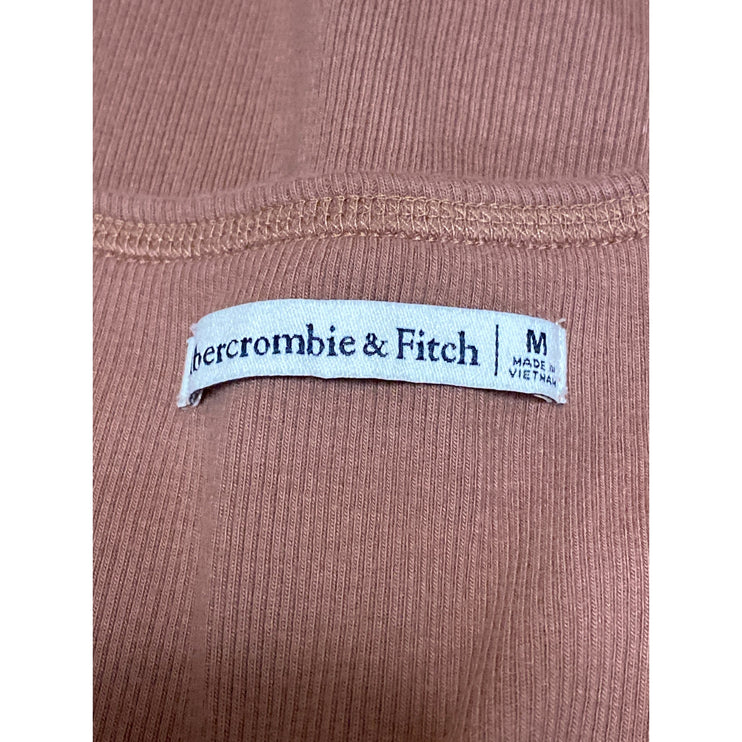Abercrombie & Fitch Women's Brown Rib Knit Henley Long Sleeve Crop Shirt Top M