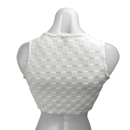 Princess Polly Jeremiah White Checkered Sleeveless Cutout Cami Crop Tank Top 2