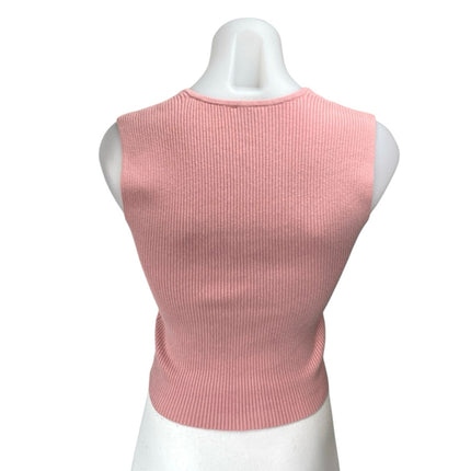 Abercrombie & Fitch Women's Pink Rib Knit Sleeveless Slim Crop Blouse Tank Top S