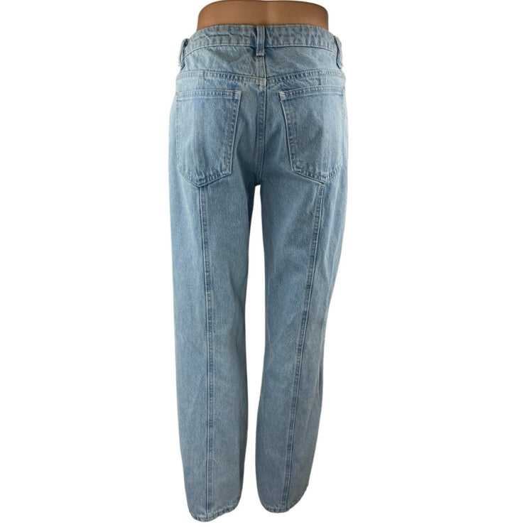 Zara Women's Blue Seamed Paneled High Waisted Straight Denim Jeans Pants Size 6