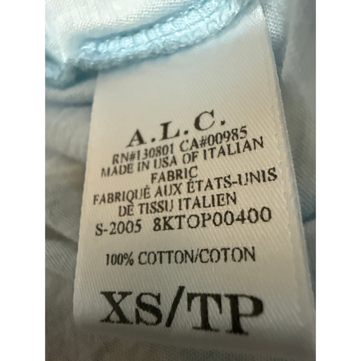 A.L.C Karlie Women's Blue Leopard Animal Print Puff Half Sleeve Blouse Top Sz XS